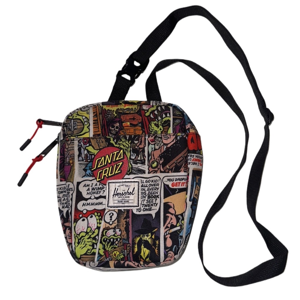HERSCHEL X SANTA CRUZ graphic canvas zip pouch small crossbody bag